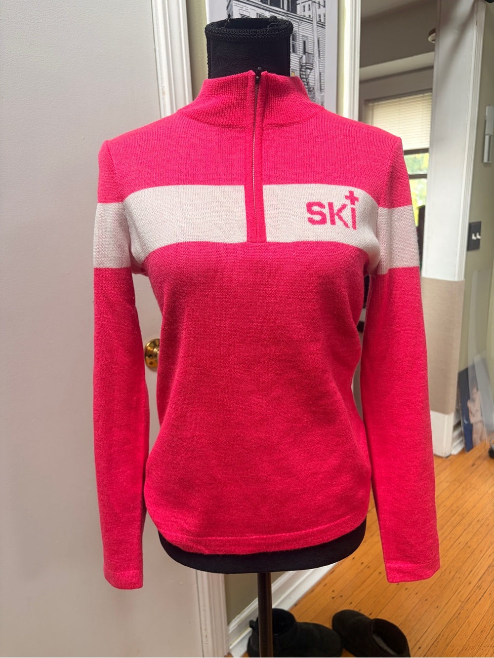 RARE Hot pink Meister Patrol 1/4 zip wool blend sweater